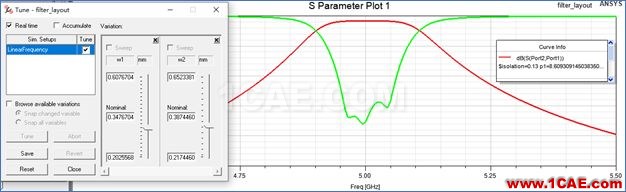 HFSS案例實(shí)時(shí)調(diào)諧（Tuning）仿真Circuit+HFSSHFSS分析圖片29